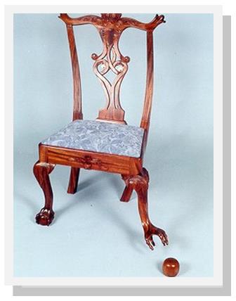 Chippendale Inspired Chair with Ball and Claw Foot. by Fincastle furniture designer Jacob Cress